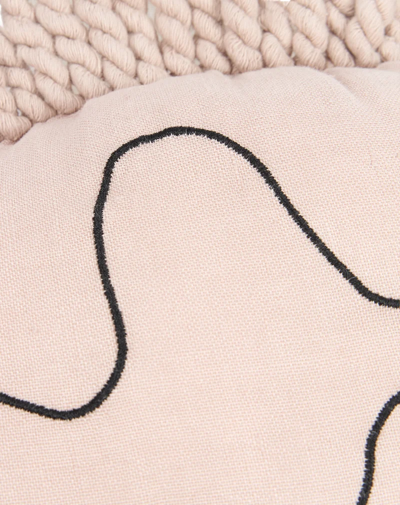 Cushion in washed French linen - Enzo the hedgehog - L1N0