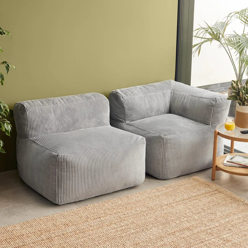 Zen Modulares Sofa, Jumbo Cord, Hellgrau