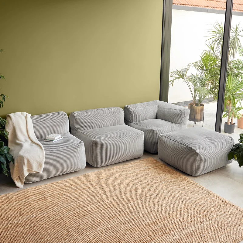 Zen Modulares Sofa, Jumbo Cord, Hellgrau