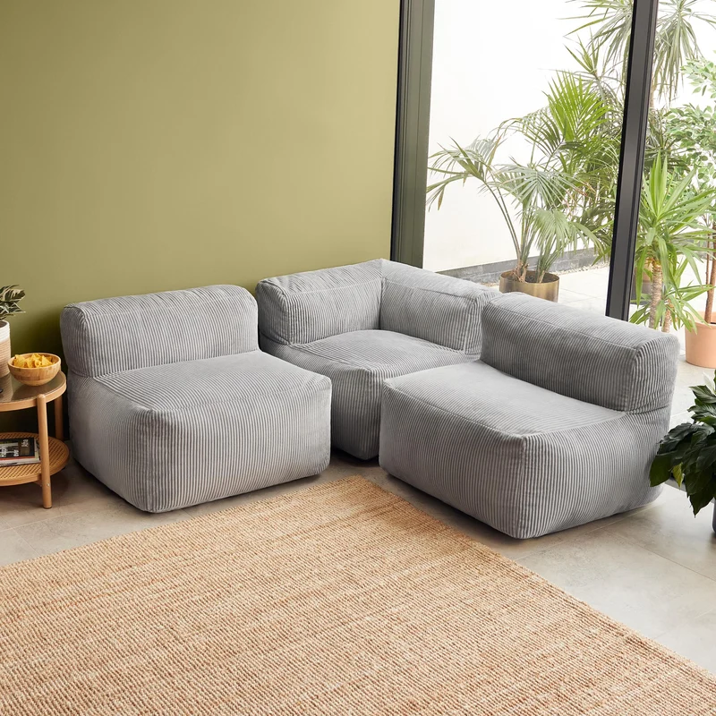 Zen Modulares Sofa, Jumbo Cord, Hellgrau