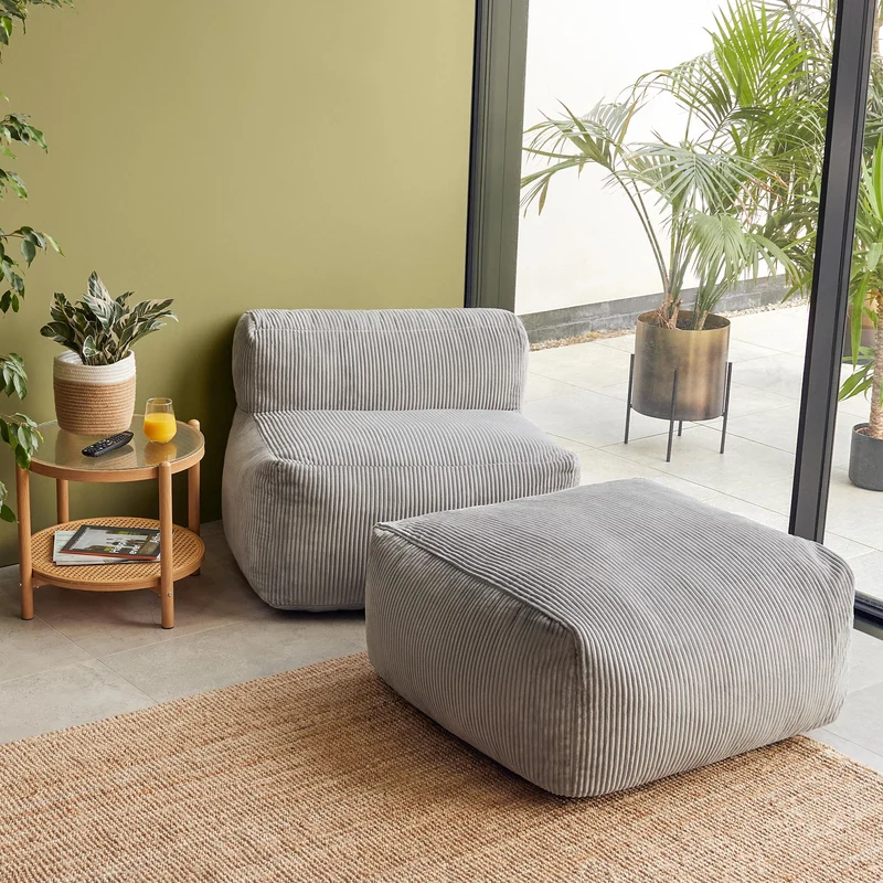 Zen Modulares Sofa, Jumbo Cord, Hellgrau