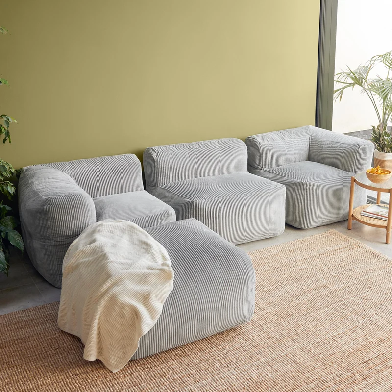 Zen Modulares Sofa, Jumbo Cord, Hellgrau