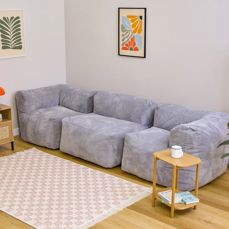 Zen Modulares Sofa, Jumbo Cord, Hellgrau