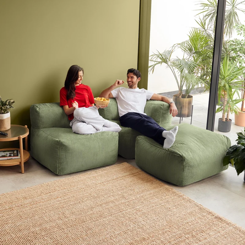 Zen Modulares Sofa, Jumbo Cord, Salbeigrün