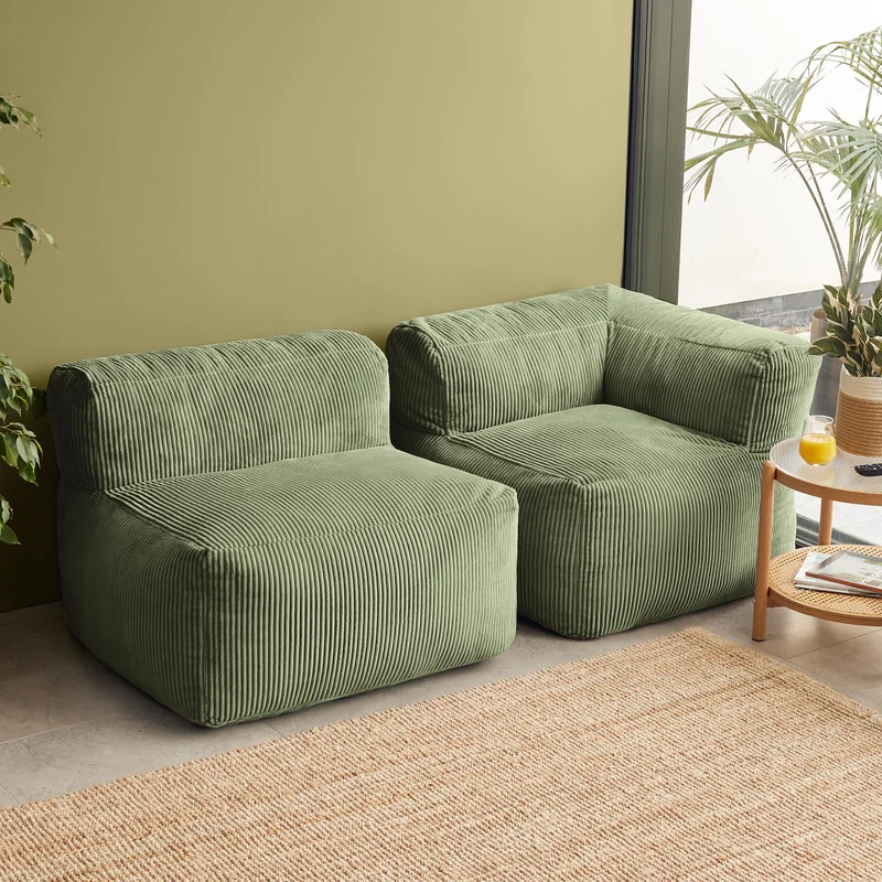 Zen Modulares Sofa, Jumbo Cord, Salbeigrün