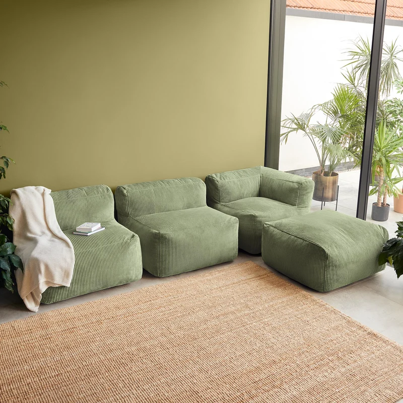 Zen Modulares Sofa, Jumbo Cord, Salbeigrün