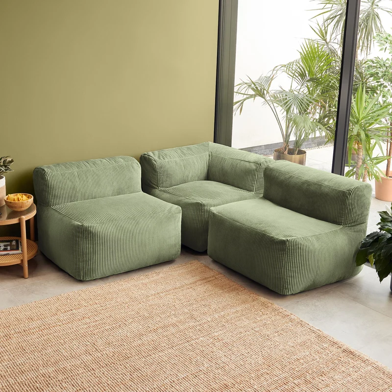 Zen Modulares Sofa, Jumbo Cord, Salbeigrün