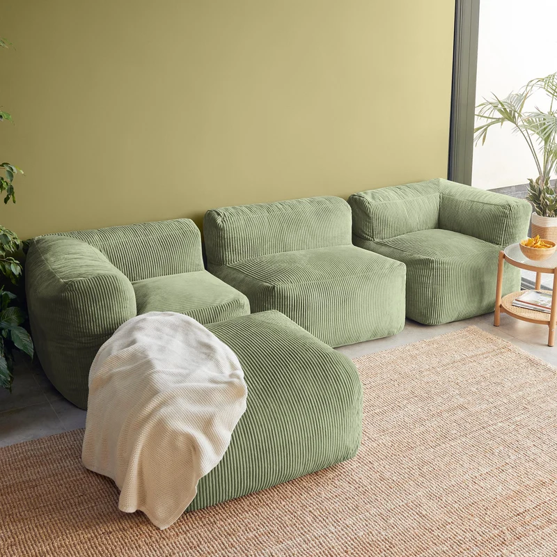 Zen Modulares Sofa, Jumbo Cord, Salbeigrün