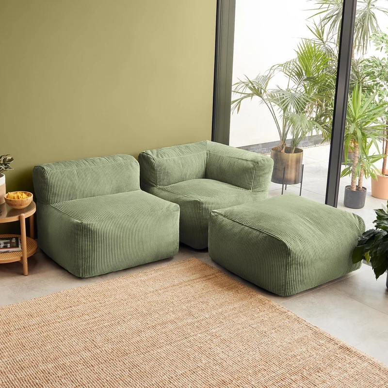 Zen Modulares Sofa, Jumbo Cord, Salbeigrün
