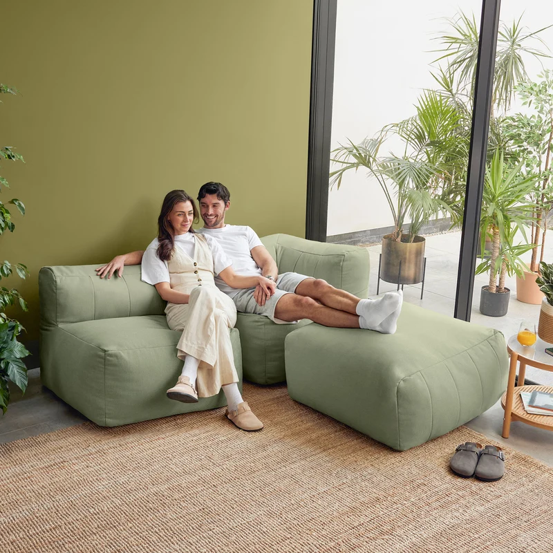 Zen Modularer Sofa, Olefin, Salbeigrün