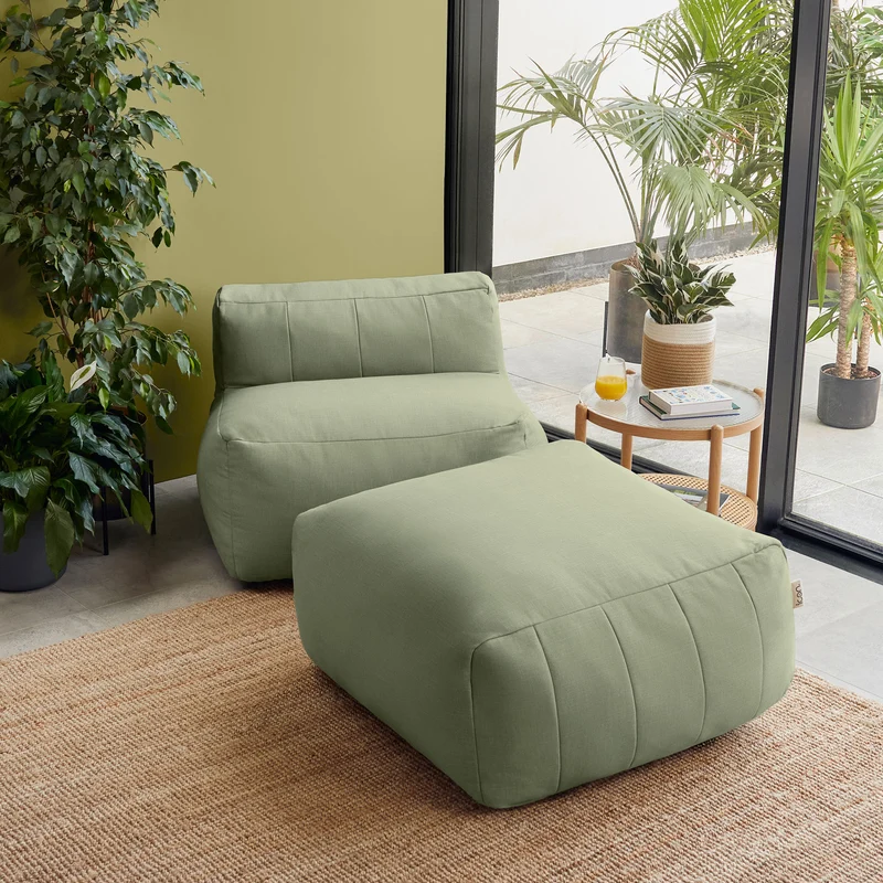 Zen Modularer Sofa, Olefin, Salbeigrün