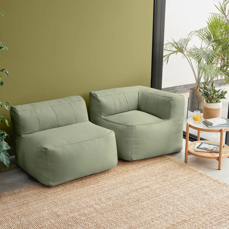 Zen Modularer Sofa, Olefin, Salbeigrün