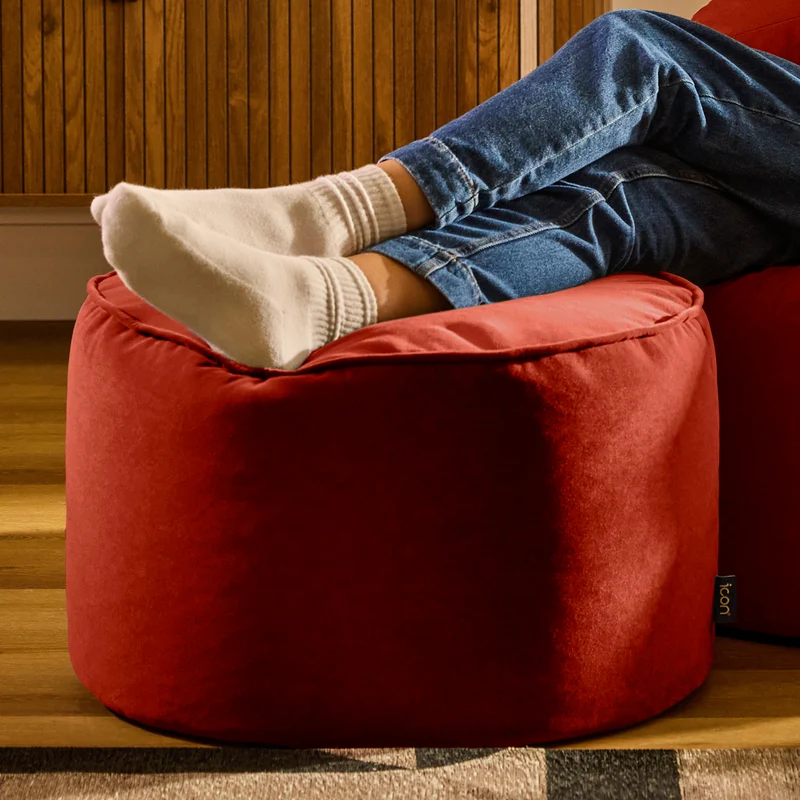 Milano Samt-Sitzpouf - Terrakotta