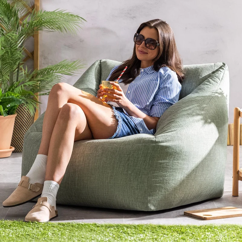 Natalia Gewebter Outdoor-Sessel-Sitzsack, Salbeigrün