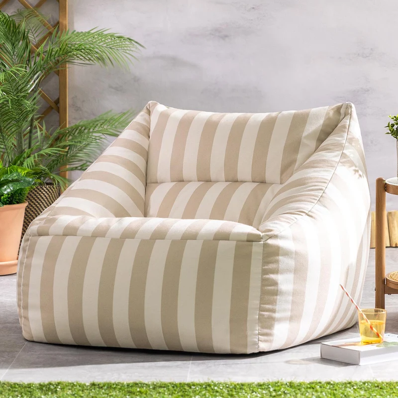 Natalia Gestreifter Gewebter Sessel-Sitzsack, für Indoor & Outdoor, Taupe