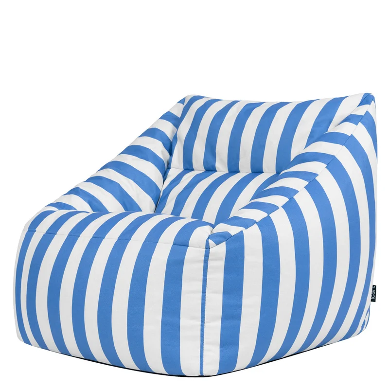 Natalia Gestreifter Gewebter Sessel-Sitzsack, Indoor & Outdoor, Kobaltblau