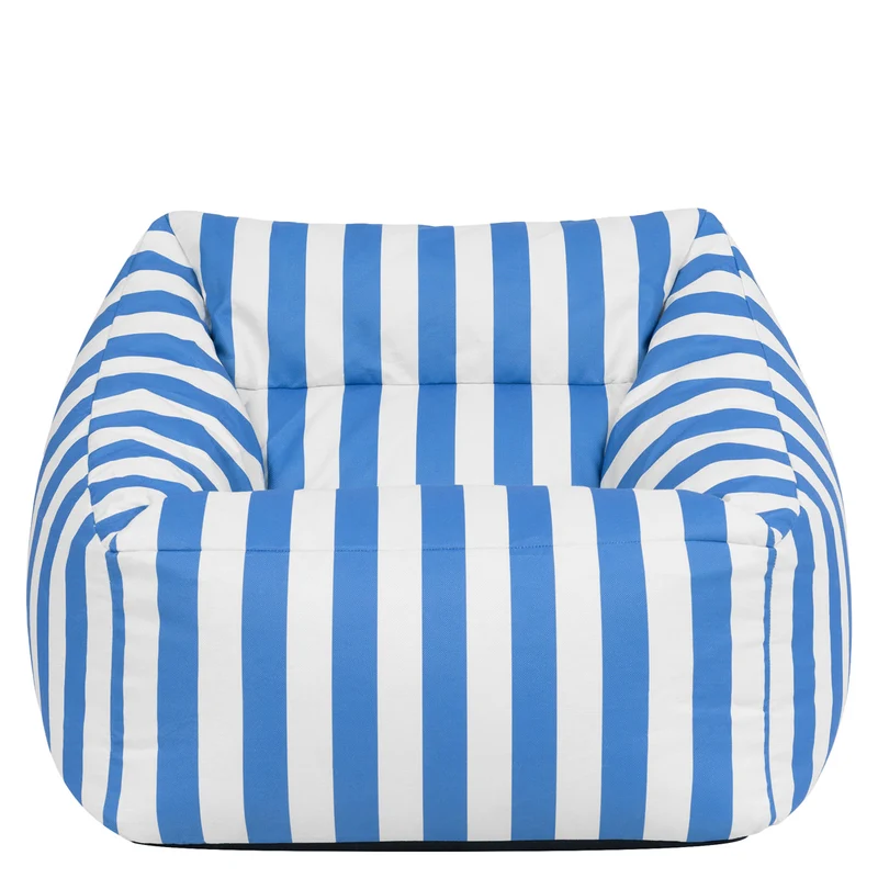 Natalia Gestreifter Gewebter Sessel-Sitzsack, Indoor & Outdoor, Kobaltblau