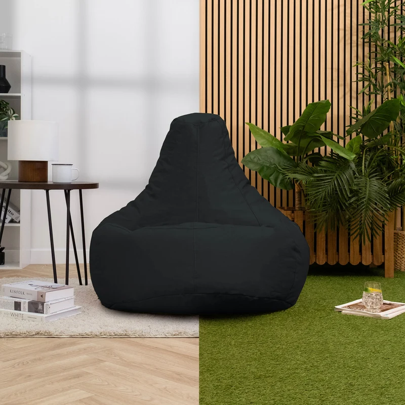 Recliner Sitzsack für den Innen- und Außenbereich, Schwarz