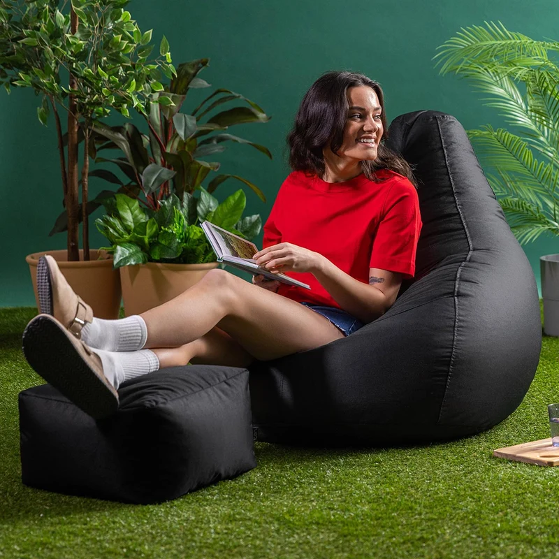 Recliner Sitzsack für den Innen- und Außenbereich, Schwarz