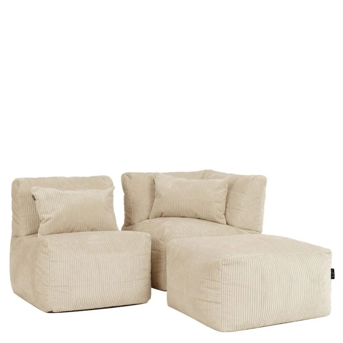 Noa Modularer Sitzsack-Sofa, Jumbo Cord, Steingrau