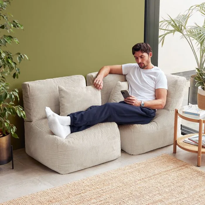 Noa Modularer Sitzsack-Sofa, Jumbo Cord, Steingrau