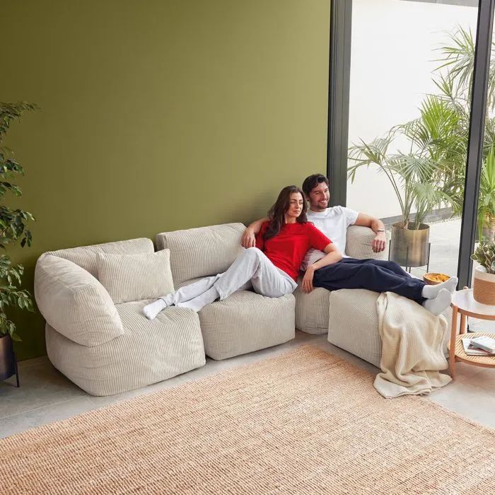 Noa Modularer Sitzsack-Sofa, Jumbo Cord, Steingrau