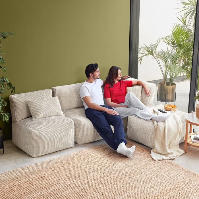 Noa Modularer Sitzsack-Sofa, Jumbo Cord, Steingrau