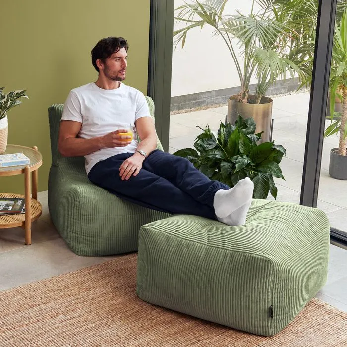 Noa Modularer Sitzsack-Sofa, Jumbo Cord, Salbeigrün