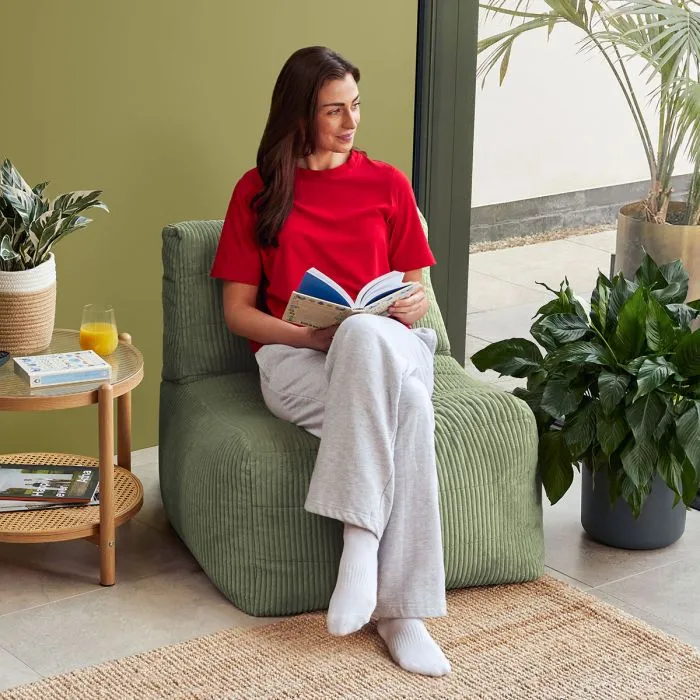 Noa Modularer Sitzsack-Sofa, Jumbo Cord, Salbeigrün