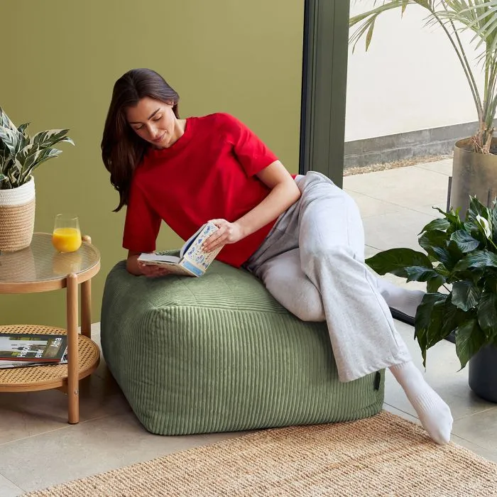 Noa Modularer Sitzsack-Sofa, Jumbo Cord, Salbeigrün