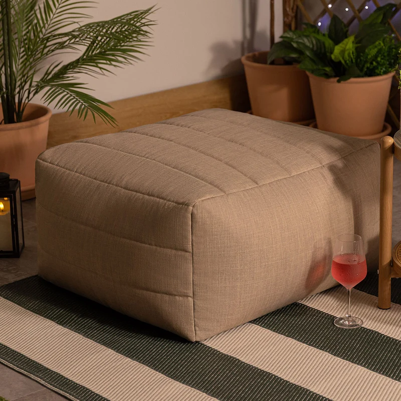 Noa Modularer Sitzsack-Fußhocker, Outdoor-Gewebe, Naturfarbe