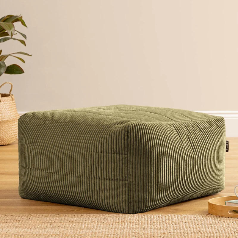 Noa Modularer Sitzsack-Fußhocker, Jumbo Cord, Salbeigrün