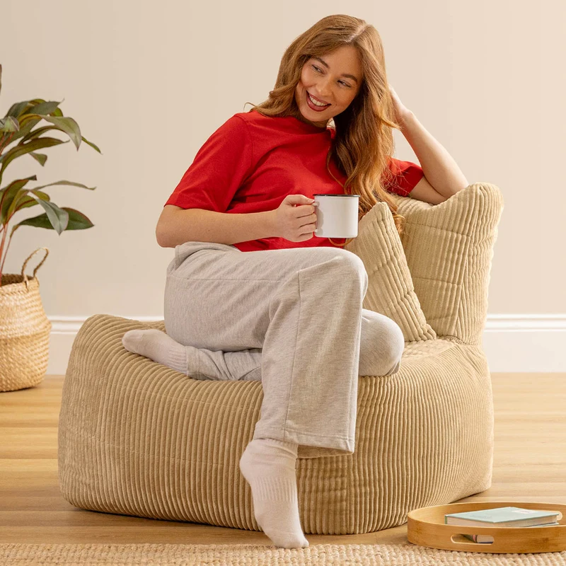 Noa Modularer Sitzsack-Sessel, Jumbo Cord, Steingrau