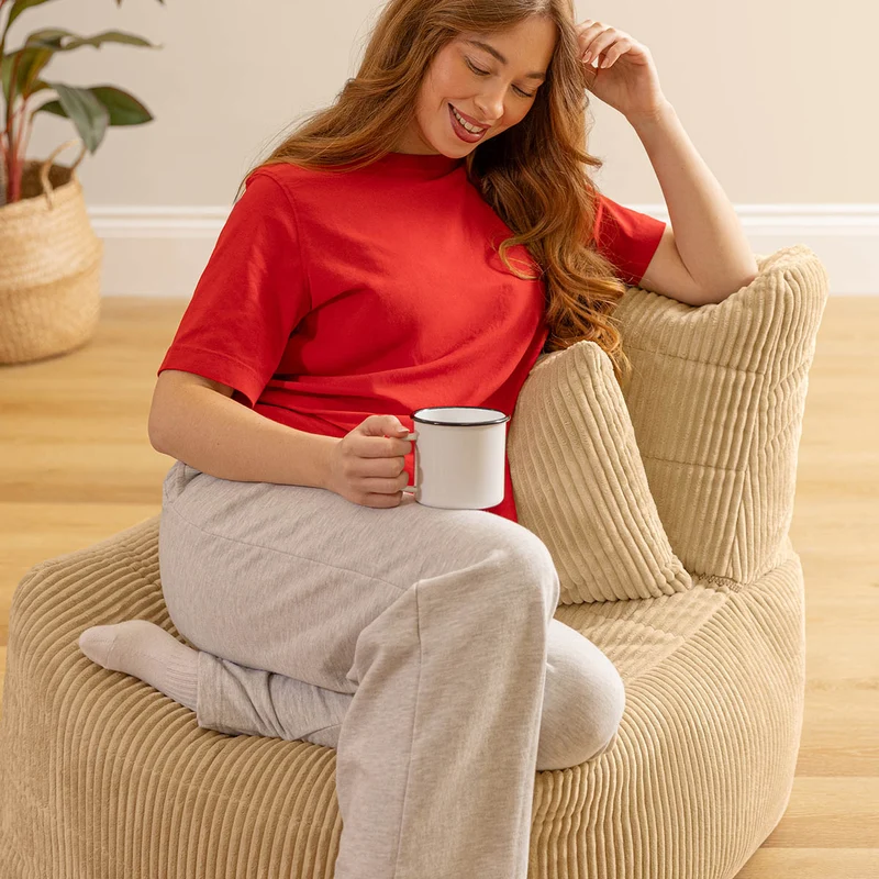Noa Modularer Sitzsack-Sessel, Jumbo Cord, Steingrau