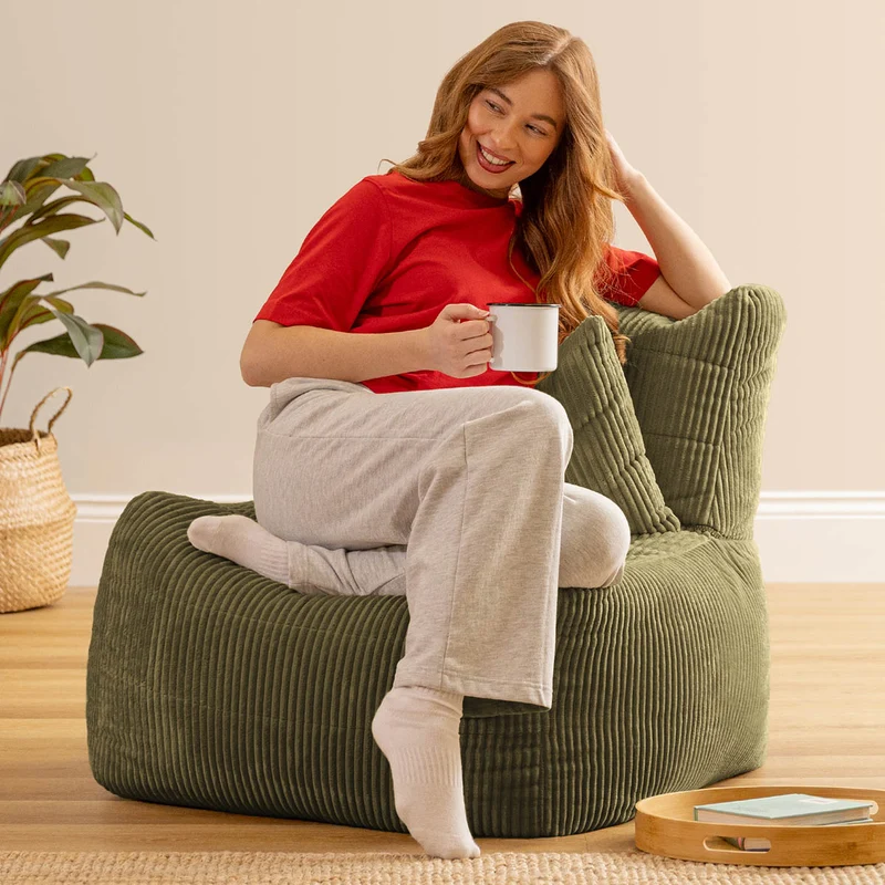 Noa Modularer Sitzsack, Jumbo Cord, Salbeigrün