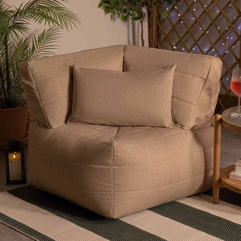 Noa Modularer Eck-Sitzsack, Outdoor-Gewebe, Naturfarbe