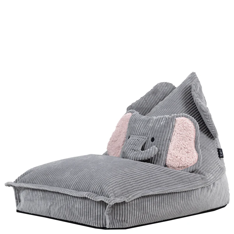 Loungesessel für Kinder, Ellie Elephant, Cord, Grau