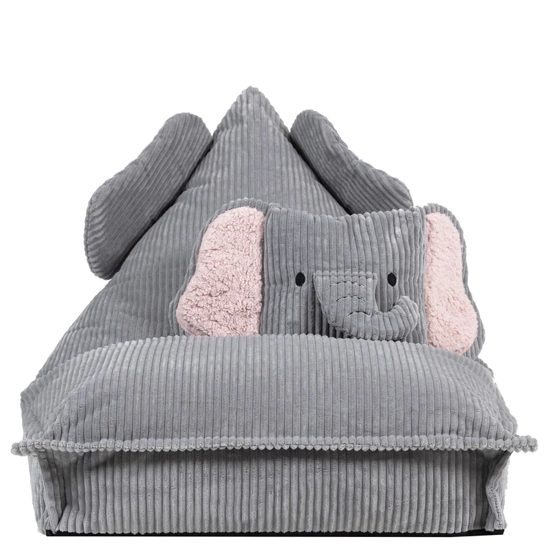 Loungesessel für Kinder, Ellie Elephant, Cord, Grau