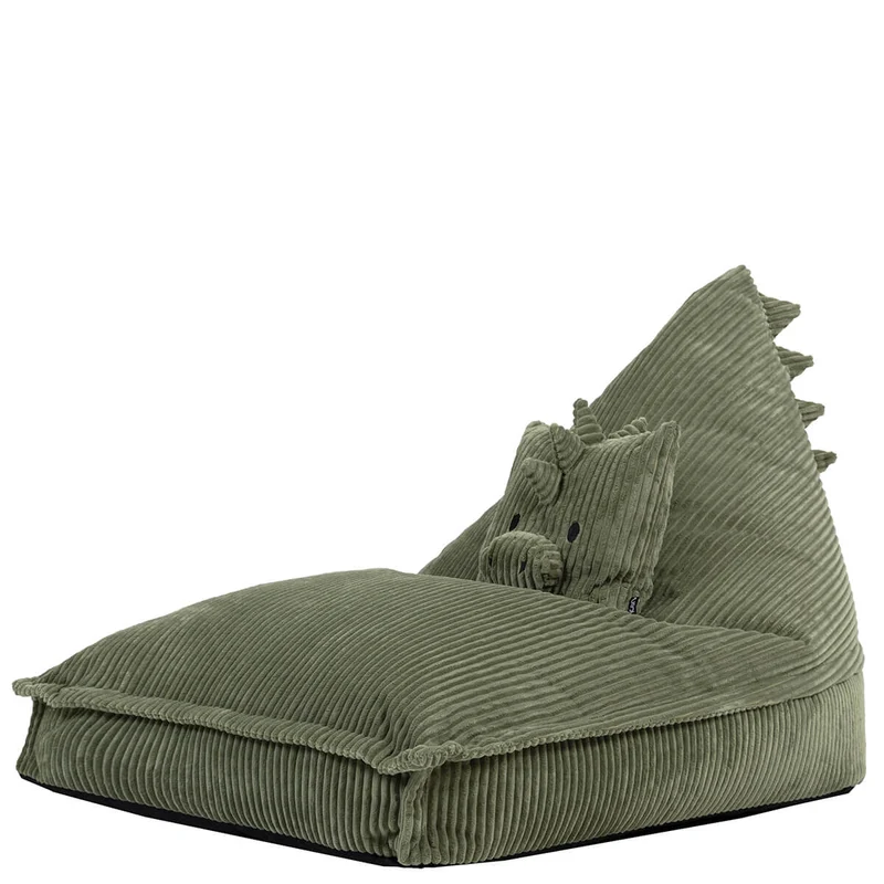 Lounger-Sitzsack für Kinder, Cord, Dexter Dinosaur, Salbeigrün