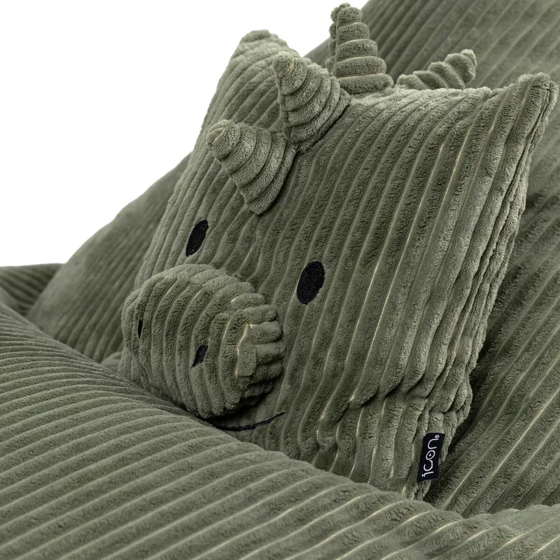 Lounger-Sitzsack für Kinder, Cord, Dexter Dinosaur, Salbeigrün