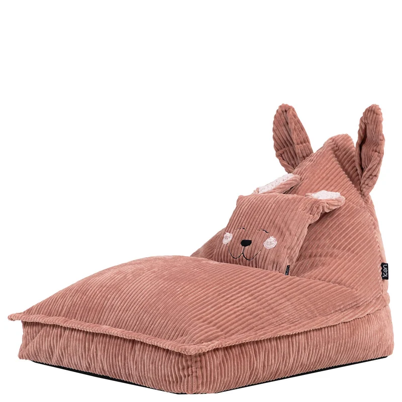 Lounger-Sitzsack für Kinder, Cord, Robyn Rabbit-Print, Rosa