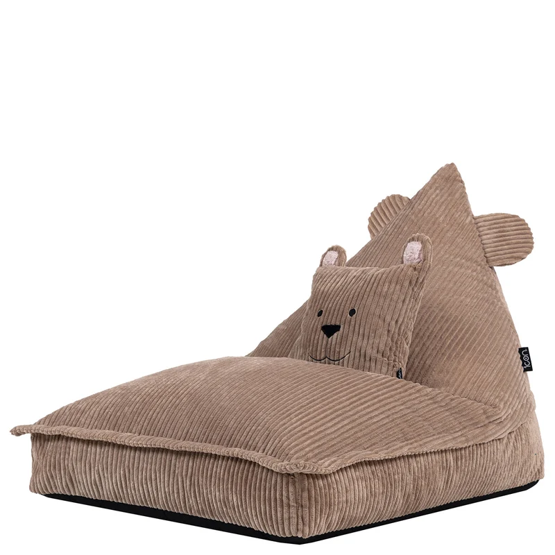 Lounger-Sitzsack für Kinder, Cord, Bertie Bear-Print, Cord, Braun