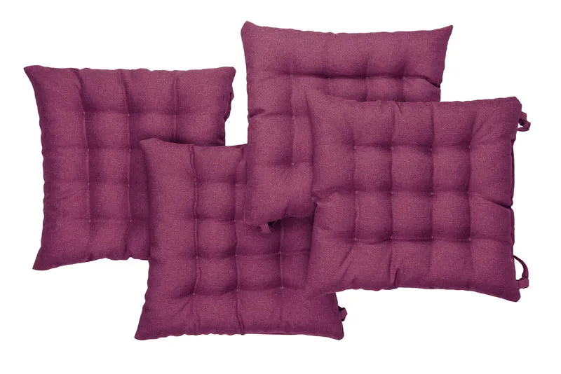 Gesteppte Stuhlkissen 4er Set mit Befestigungsbändern, elegante Stuhlkissen für Küche und Garten