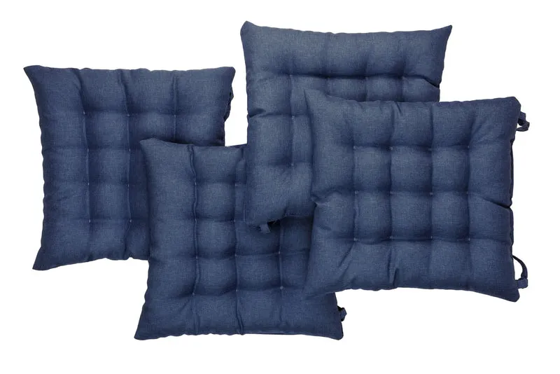 Gesteppte Stuhlkissen 4er Set mit Befestigungsbändern, elegante Stuhlkissen für Küche und Garten