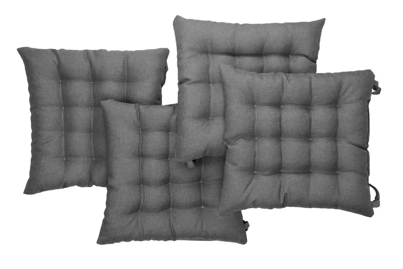 Gesteppte Stuhlkissen 4er Set mit Befestigungsbändern, elegante Stuhlkissen für Küche und Garten