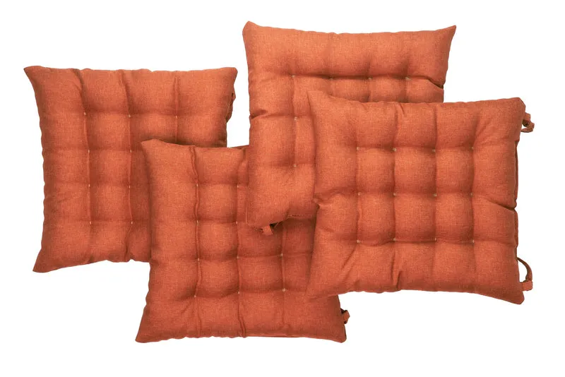 Gesteppte Stuhlkissen 4er Set mit Befestigungsbändern, elegante Stuhlkissen für Küche und Garten