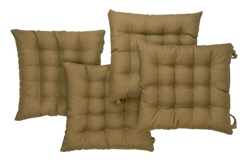 Gesteppte Stuhlkissen 4er Set mit Befestigungsbändern, elegante Stuhlkissen für Küche und Garten