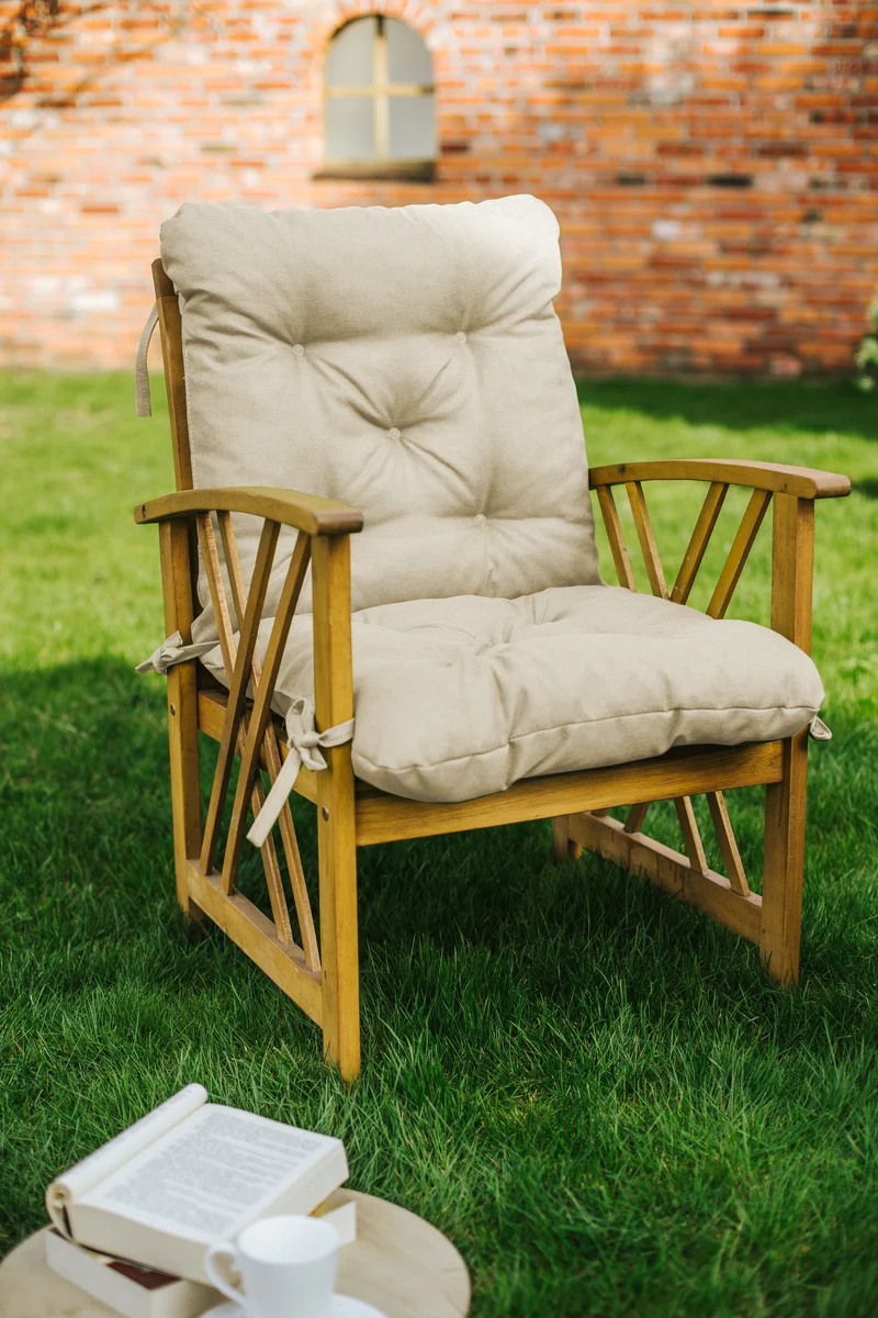 chilly pilley Gartenstuhl Sitzkissen Relax 2 Teilig Kissen Hochlehner Sessel Sitzauflage Gartenschaukelkissen Gartenkissen Garten Kissen Sitzpolster viele Farben