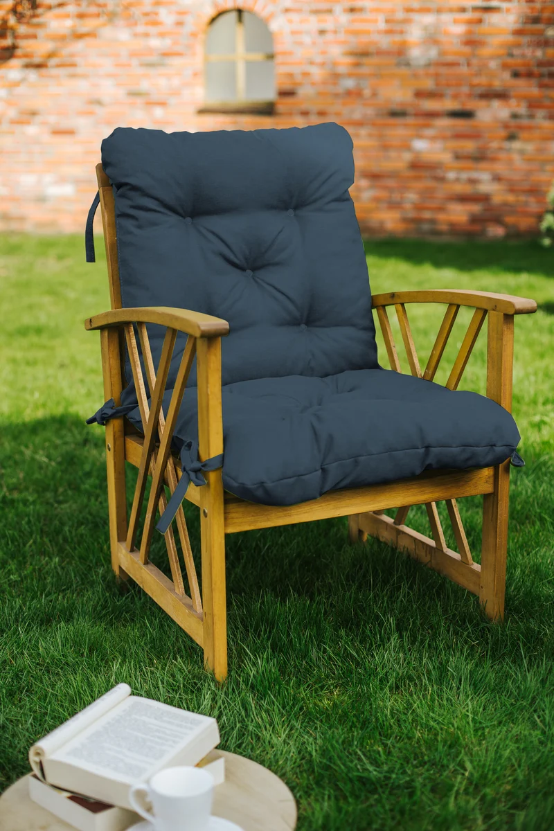chilly pilley Gartenstuhl Sitzkissen Relax 2 Teilig Kissen Hochlehner Sessel Sitzauflage Gartenschaukelkissen Gartenkissen Garten Kissen Sitzpolster viele Farben