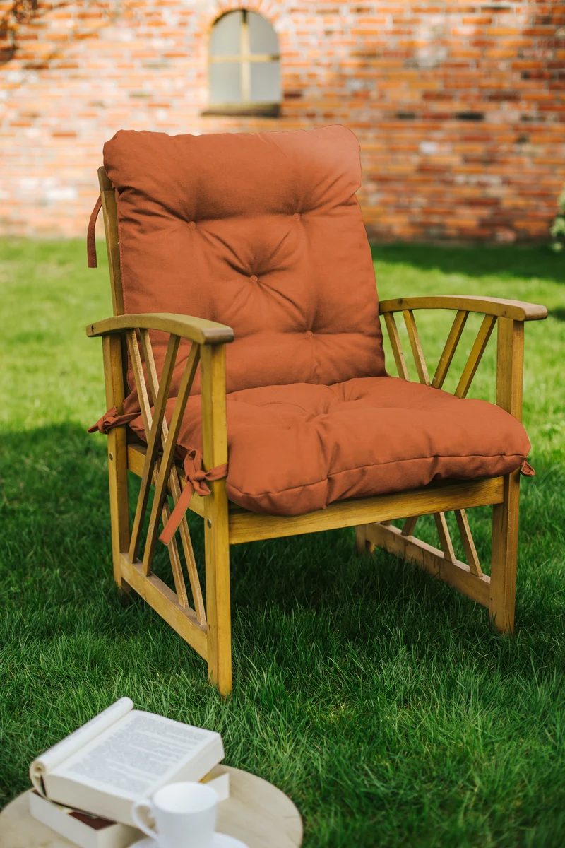 chilly pilley Gartenstuhl Sitzkissen Relax 2 Teilig Kissen Hochlehner Sessel Sitzauflage Gartenschaukelkissen Gartenkissen Garten Kissen Sitzpolster viele Farben